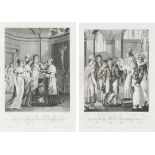 "Sacrement du baptême" and "Sacrement de la confirmation"A pair of black prints on paper France,