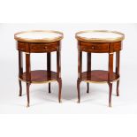 A pair of Louis XVI gueridonsMahogany and rosewood veneer Satinwood filleting Bronze mounts and