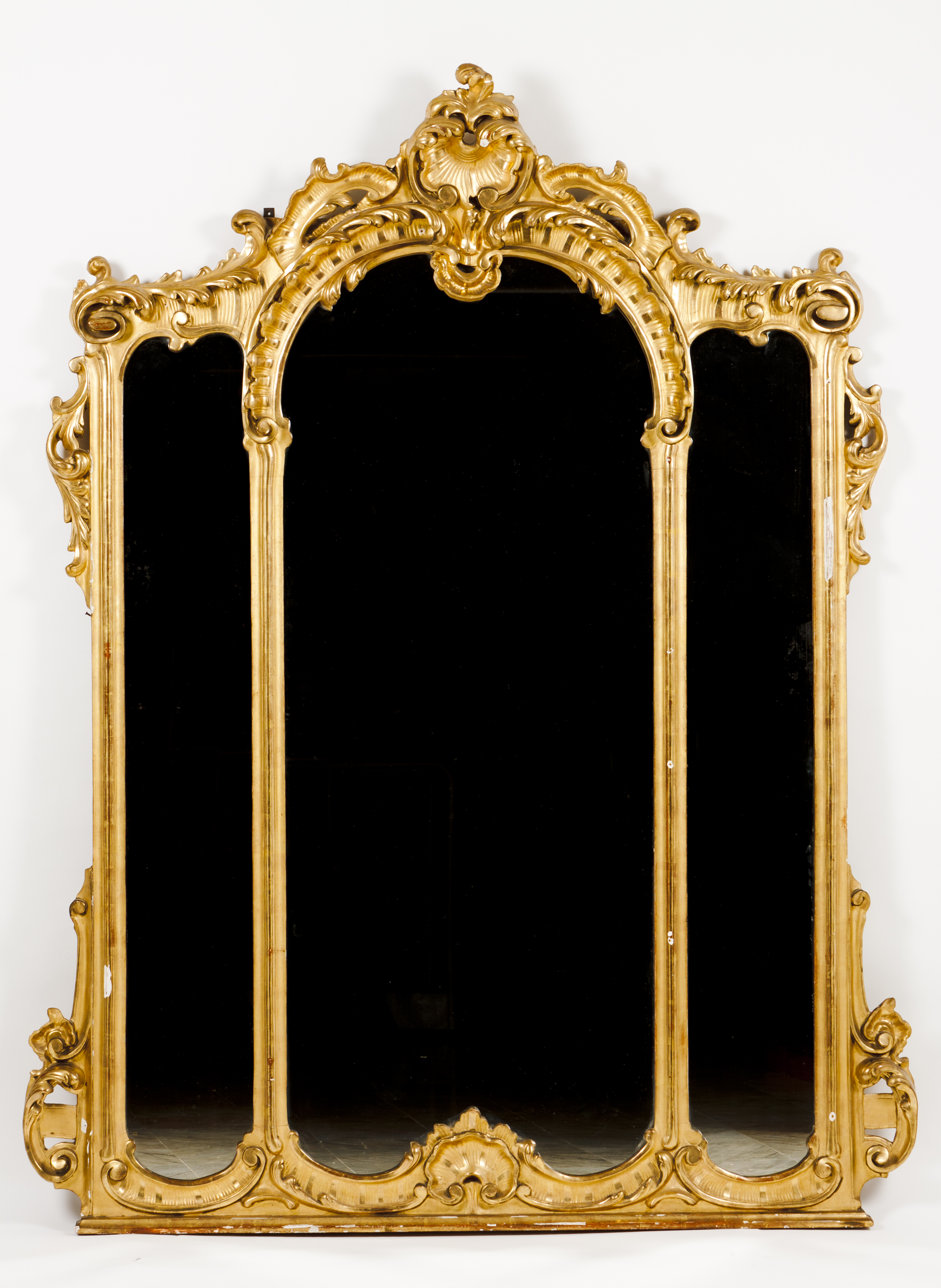 A large Louis XV style wall mirrorGilt carved wood and gesso 19th century (minor faults)208x158 cm