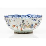 A bowlChinese export porcelain Blue underglaze and "Famille Rose" enamelled decoration of oriental