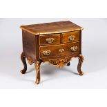 A small D.José style chest of drawersWalnut of gilt carved details Two small and one large drawer