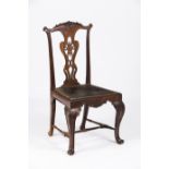 A D.José chairRosewood Scalloped and carved crest Pierced and scalloped splat Leather seat Portugal,