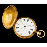 A Philibert Perret pocket watchGold 750/1000 White dial of Roman numbering and seconds wheel