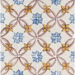 A tile panelYellow , blue and manganese "carpet pattern" decoration 16 tiles Portugal, 18th