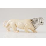 A Luiz Ferreira tigerSilver and ivory Sculpture of applied moulded, engraved and chiselled head