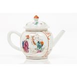 A teapot and cover Chinese export porcelain Polychrome "Famille Rose" enamelled decoration of