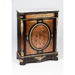 A Napoleon III Boulle style low cupboardEbonised wood Gilt metal and tortoiseshell inlaid decoration