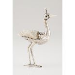 A Luiz Ferreira long legged birdSilver and quartz crystal Moulded and chiselled sculpture with