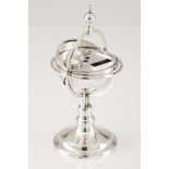 An unusual inkwellPortuguese silver Globe shaped of tilting covers with 2 inner wells with covers,