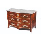 A Louis XV chest of drawersRosewood veneered Two long and two short drawers Marble top and gilt
