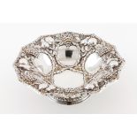 A small fruit bowlPortuguese silver Profuse raised decoration with fruits and blanc frames Boar