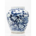 A large potChinese porcelain Baluster shaped, of blue underglaze decoration with landscape,