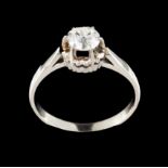 A solitary ringPortuguese gold Set with one European brilliant cut diamond (ca. 0.50ct) Ant hallmark