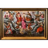 Flemish school, 16th / 17th centuryThe Coronation of the Virgin by the Holy Trinity Oil on
