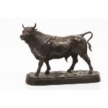 A bullPatinated bronze sculpture France, 20th century28x33x13 cm