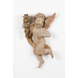 A pair of large candle holding Angel'sCarved, polychrome and gilt wood Europe, 18th century (