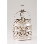A papal tiaraPeruvian silver Raised and pierced foliage and geometric decoration Top formed by