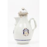 A milk jug with coverChinese export porcelain Blue and gilt decoration of central monogram