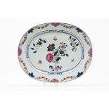 An oval serving trayChinese export porcelain Polychrome floral decoration Qianlong reign (1736-1795)