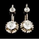 A pair of earringsGold Set with 4 antique brilliant cut diamonds totalling (ca. 1.30ct) Portugal,