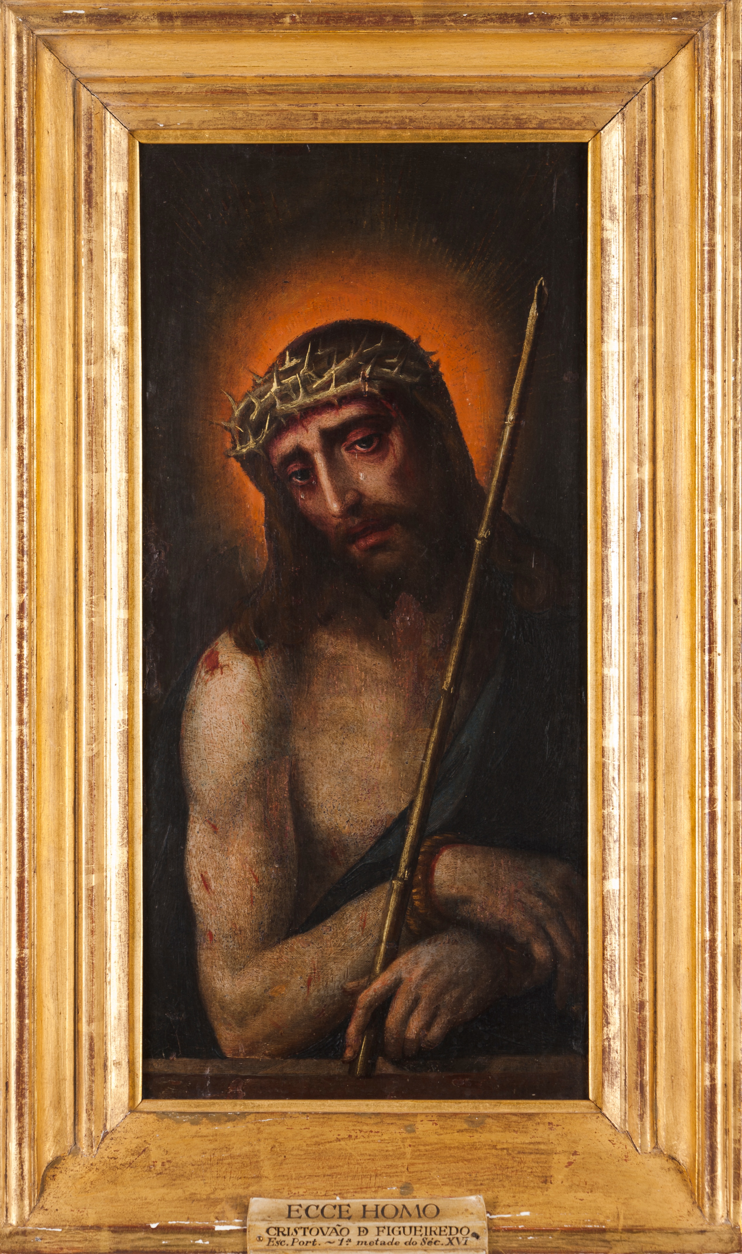 Portuguese School, 16th century"Ecce Homo" Oil on board50,5x24,5 cm