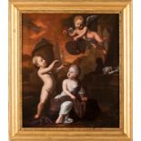 French school, 17th / 18th centuryAllegory to the ephemeral Oil on canvas With heraldic