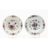 Two deep platesChinese export porcelain Polychrome floral decoration Qianlong reign (1736-1795) (