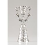 A MARRIAGE CUPSilver, 19th century Crowned female figure in traditional costume holding