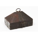 A casketAngelim wood Truncated pyramid lid and inner compartments Bronze hardware India, 19th / 20th