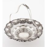 A basketPortuguese silver Pierced and raised of architectural and foliage motifs and beaded