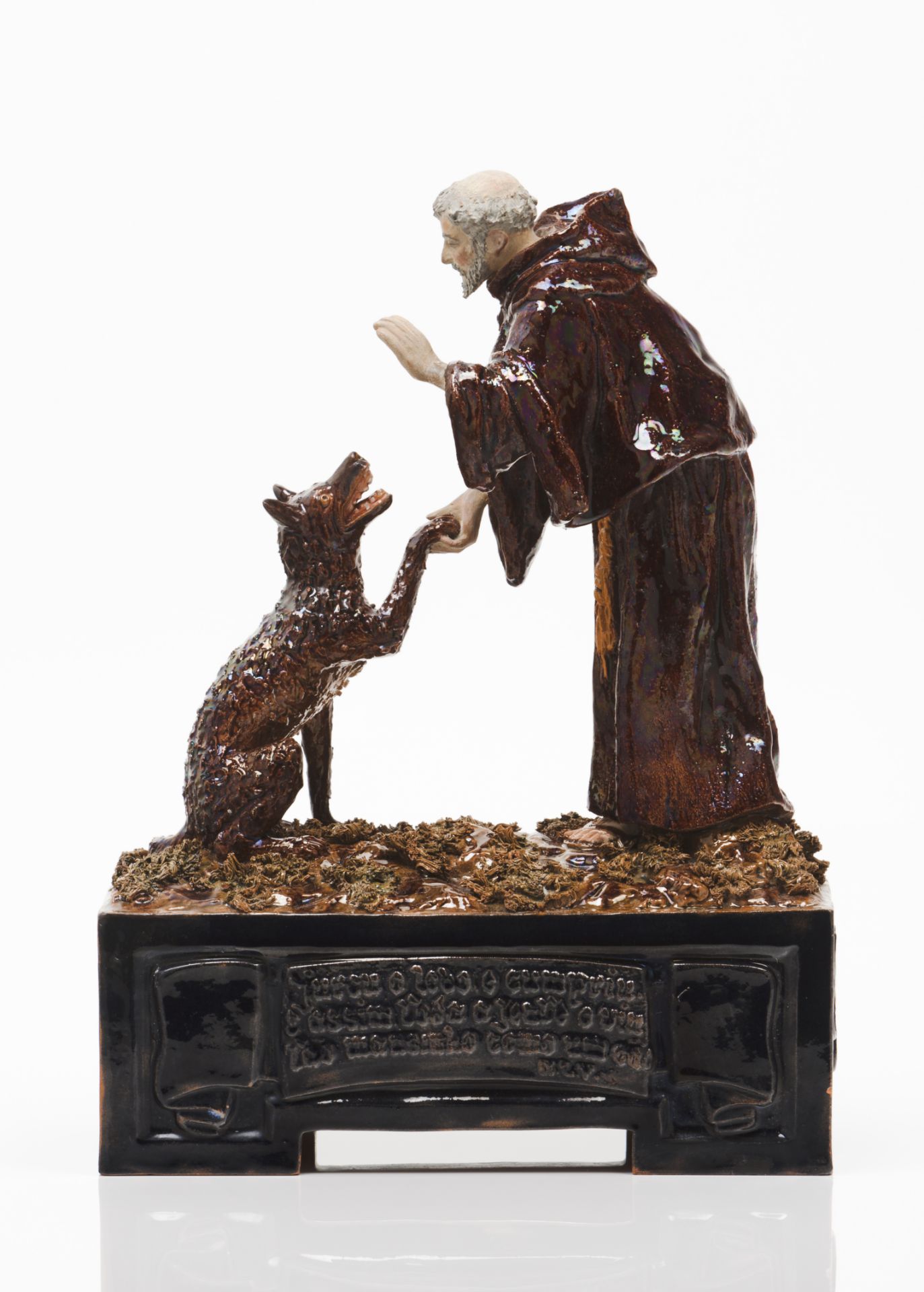 "Saint Francis of Assisi miracle of domesticating the wolf of Gubbio"