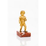 A boy with nest with eggsGilt bronze sculpture Marble standHeight: 14,5cm