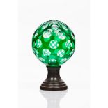A staircase finialGreen cut glass Metal fitting Possibly Baccarat or Saint Louis France, 19th
