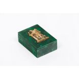 A box with coverMalachite Gilt bronze applied element on the cover depicting classical figure