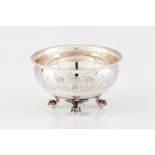 A waste bowlPortuguese silver Foliage engraved banded decoration On four claw and ball feet Lisbon