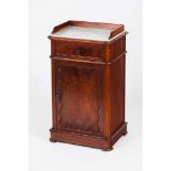 A Romantic Era bedside tableSolid and veneered mahogany With one drawer and one door Marble top