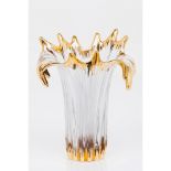 A vaseStudio glass Part gilt decoration Europe, 20th centuryHeight: 29,5 cm