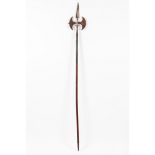 An halberd for Royal House archerBrazilian mahogany and wrought iron Engraved decoration to both