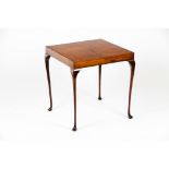 A Queen Anne style card tableSolid and veneered mahogany Bordeaux baize lined reversible top