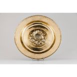 A Nuremberg donations plateYellow metal Reliefs decoration Central roundel of horse-riding