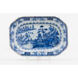 An octagonal serving platterChinese export porcelain Blue decoration of central river view with