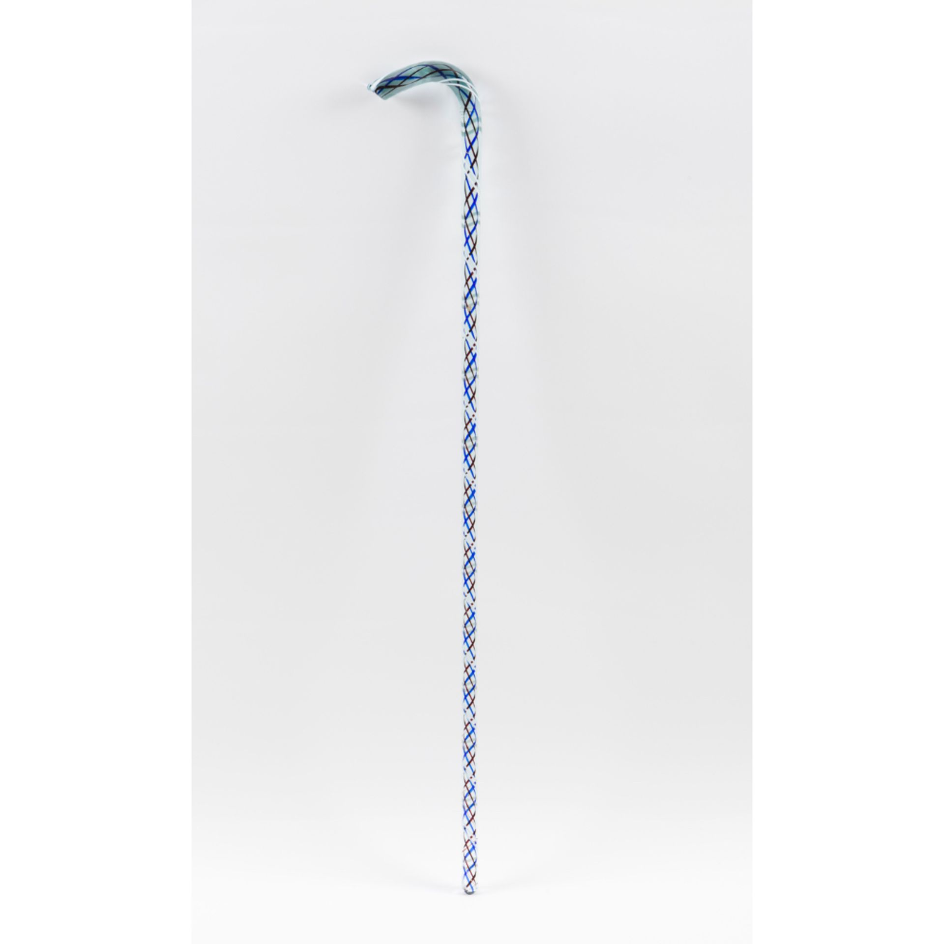 A walking stickGlass of polychrome spiralled decoration Europe, 20th centuryLength: 83cm