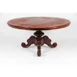 A romantic centre tableSolid and veneered mahogany, burr walnut, walnut and other timbers
