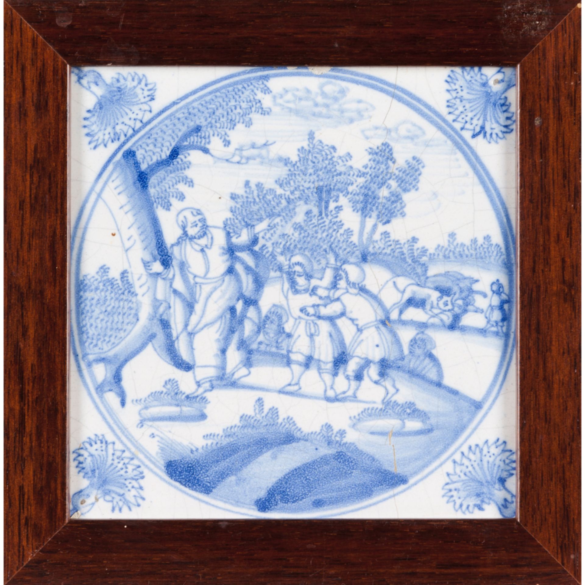 A set of nine tilesAll religious themed Three in manganese, five in blue and one in blue, yellow and - Image 4 of 10