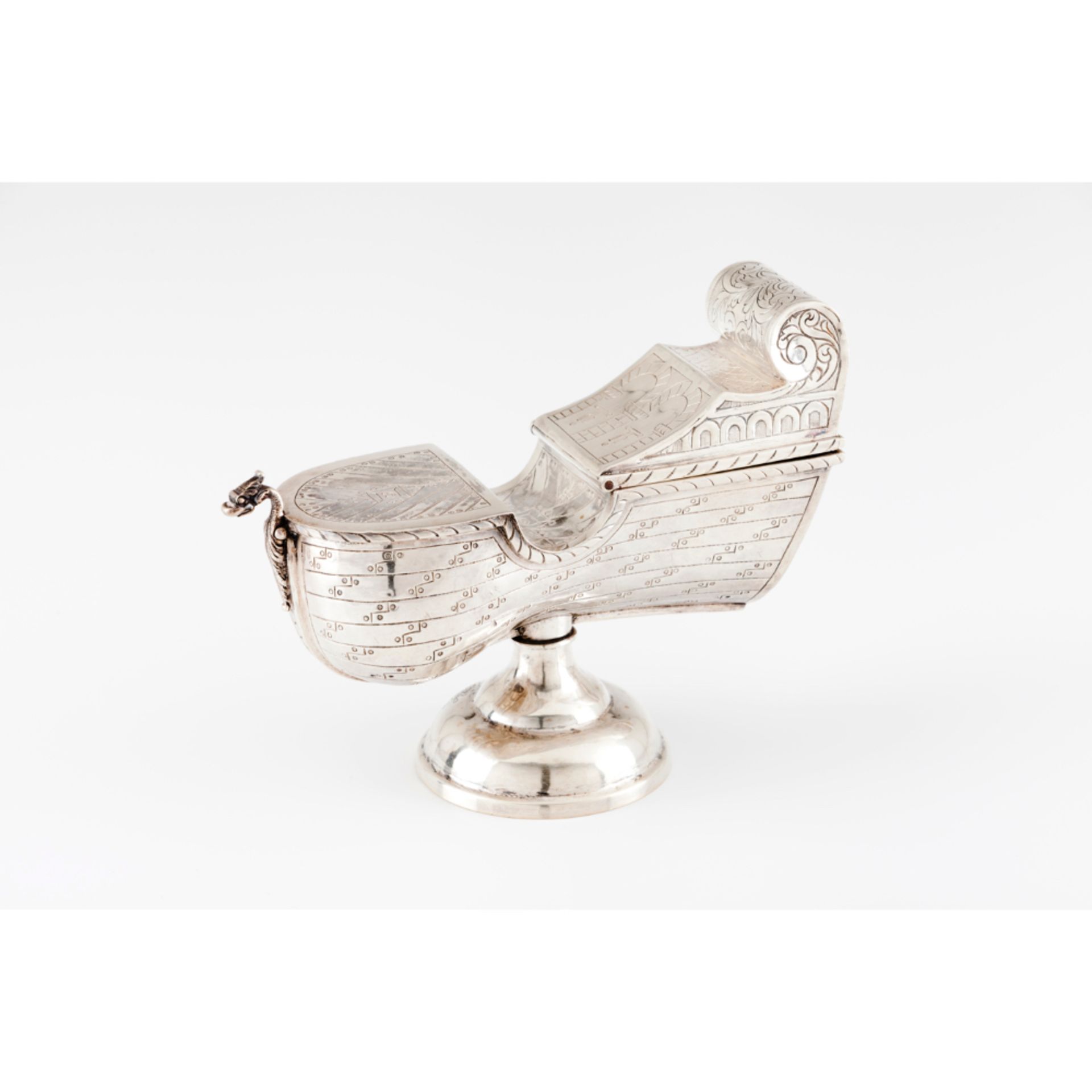 An incense boatPortuguese silver, 20th century after a 16th century prototype Ship shaped of - Image 2 of 2