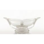 A fruit standFrosted and diamond cut glass Engraved decoration with shells and foliage motifs