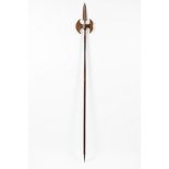 A halberd for Royal House archerBrazilian mahogany and wrought iron Engraved decoration to both