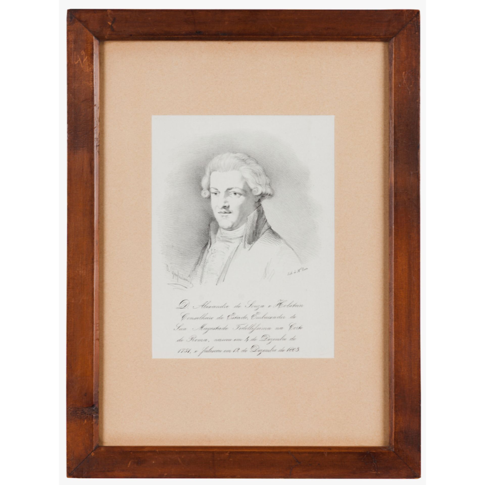 "D. Alexandre de Souza e Holstein"Lithograph on paper Inscribed: "D. Alexandre de Souza e Holstein