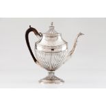 A D.Maria coffeepotPortuguese silver 19th century (1st quarter) Fluted neoclassical decoration Urn