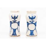 A pair of cylindrical vasesBlue decoration of crowned double headed eagle 17th/18th century (minor